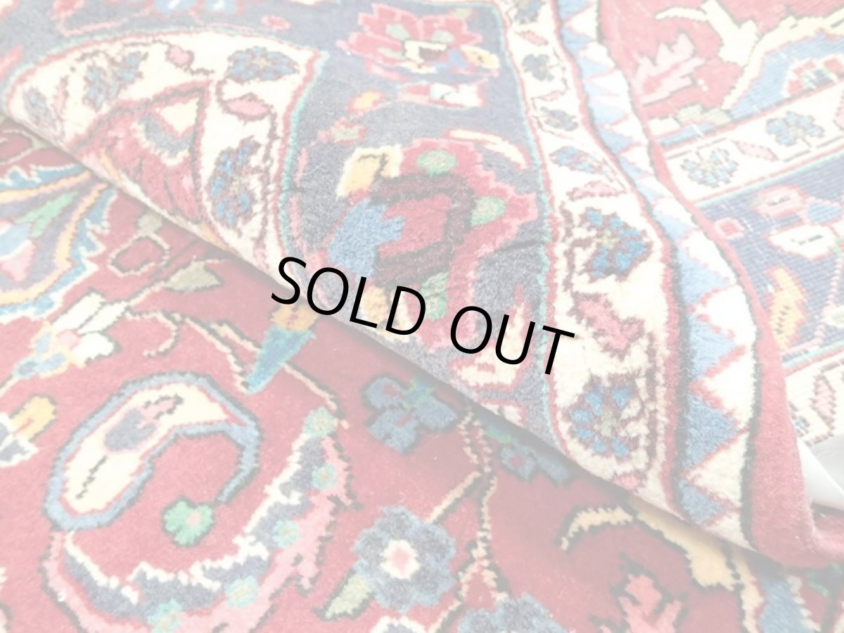 画像12: オールド ペルシャ 絨毯 バクティアリ 1.8m センター ソファ サイズ 180 x 125 cm 23C 手織り トライバル ラグ 天然 ウール 敷物 マット カーペット 赤 青 紺 空色 カラフル 花 柄 メダリオン ヴィンテージ old (12)