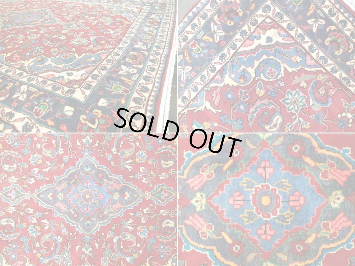 画像13: オールド ペルシャ 絨毯 バクティアリ 1.8m センター ソファ サイズ 180 x 125 cm 23C 手織り トライバル ラグ 天然 ウール 敷物 マット カーペット 赤 青 紺 空色 カラフル 花 柄 メダリオン ヴィンテージ old (13)