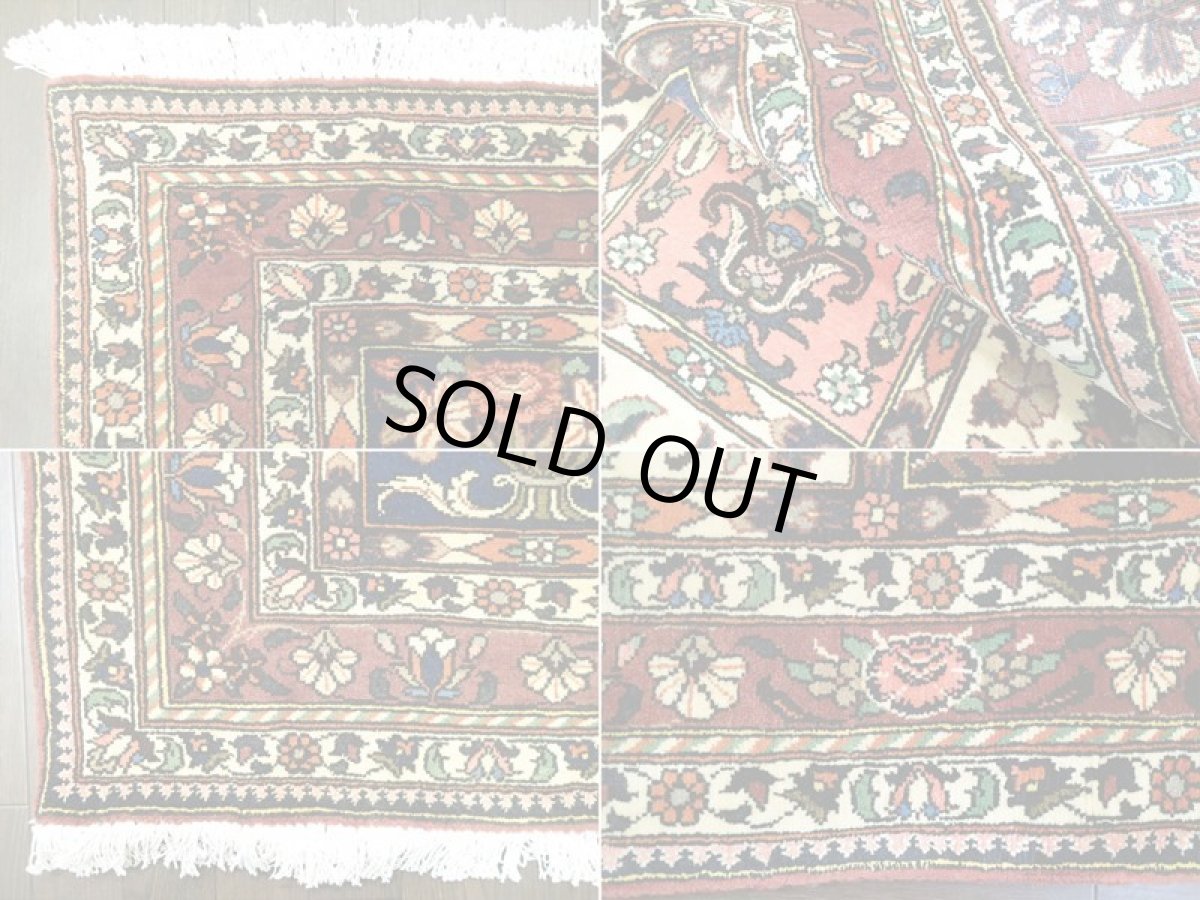 画像16: オールド ペルシャ 絨毯 バクティアリ 2.3m センター ソファ サイズ 225 x 143 cm 16C 手織り トライバル ラグ 天然 ウール 敷物 マット カーペット クリーム 茶 エンジ 紺 カラフル ブロック 花柄 庭園 ヴィンテージ OLD (16)