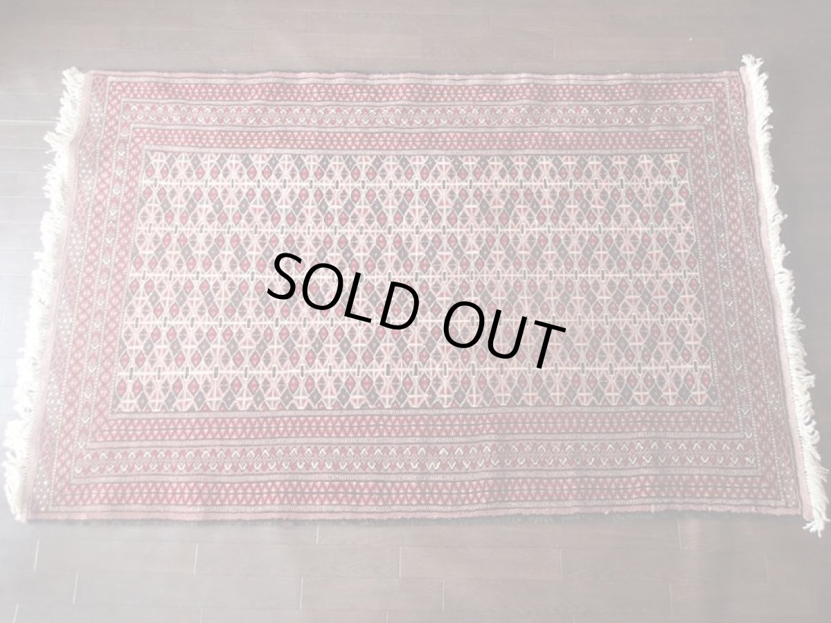 画像2: ペルシャ 絨毯 トルクメン 2m センター ソファ サイズ 200 x 126 cm 181 手織り トライバル ラグ 天然 ウール 敷物 マット カーペット  エンジ 赤 茶 (2)