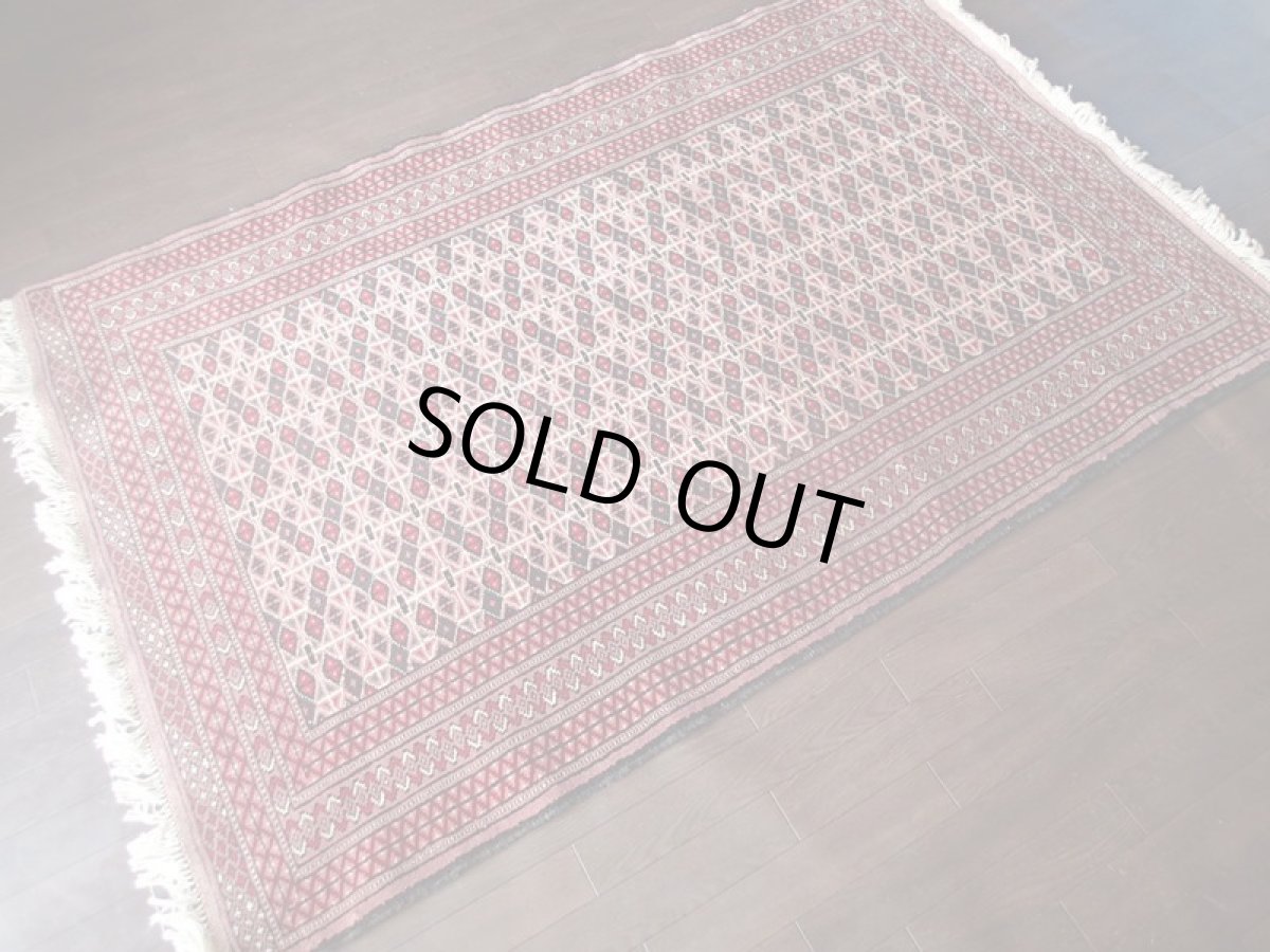 画像4: ペルシャ 絨毯 トルクメン 2m センター ソファ サイズ 200 x 126 cm 181 手織り トライバル ラグ 天然 ウール 敷物 マット カーペット  エンジ 赤 茶 (4)