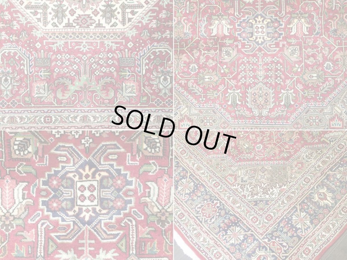 画像14: オールド ペルシャ 絨毯 タブリーズ 3m リビング ダイニング サイズ 295 x 205 cm f204 手織り トライバル ラグ 天然 ウール 敷物 マット カーペット 赤 茶 クリーム 草木 花 柄 ヴィンテージ OLD (14)