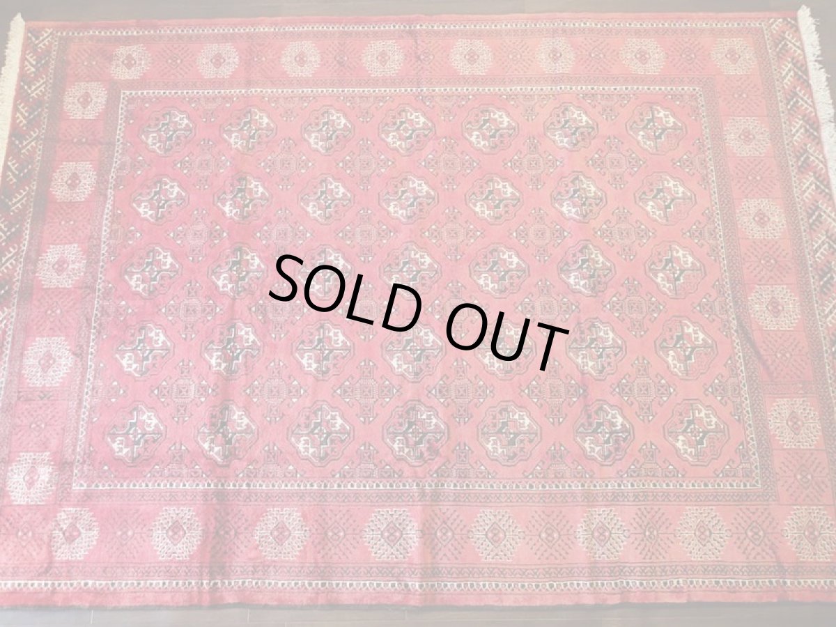 画像3: オールド ペルシャ 絨毯 トルクメン 2.9m リビング ダイニング サイズ 288 x 204 cm 512 手織り トライバル ラグ 天然 ウール 敷物 マット カーペット 赤 ヴィンテージ OLD (3)