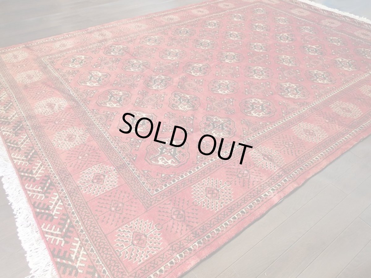 画像7: オールド ペルシャ 絨毯 トルクメン 2.9m リビング ダイニング サイズ 288 x 204 cm 512 手織り トライバル ラグ 天然 ウール 敷物 マット カーペット 赤 ヴィンテージ OLD (7)