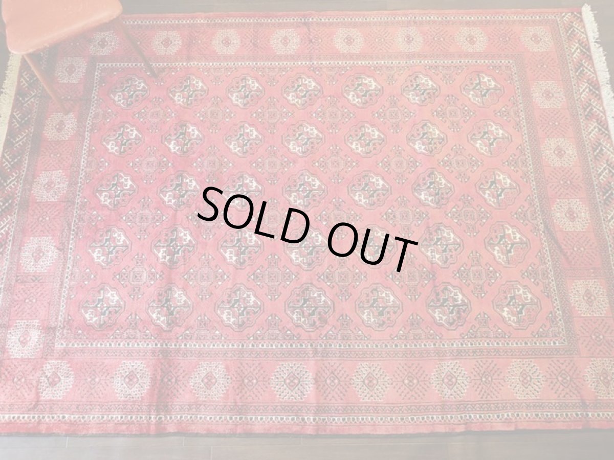 画像4: オールド ペルシャ 絨毯 トルクメン 2.9m リビング ダイニング サイズ 288 x 204 cm 512 手織り トライバル ラグ 天然 ウール 敷物 マット カーペット 赤 ヴィンテージ OLD (4)