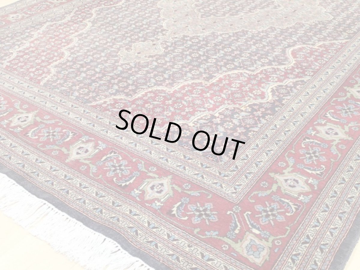 画像11: オールド 70年 アンティーク ペルシャ 絨毯 タブリーズ 3m リビング ダイニング サイズ 295 x 198 cm 天然 コルク ウール 手織り トライバル ラグ 敷物 マット カーペット 紺 マヒ 柄 ヴィンテージ OLD (11)