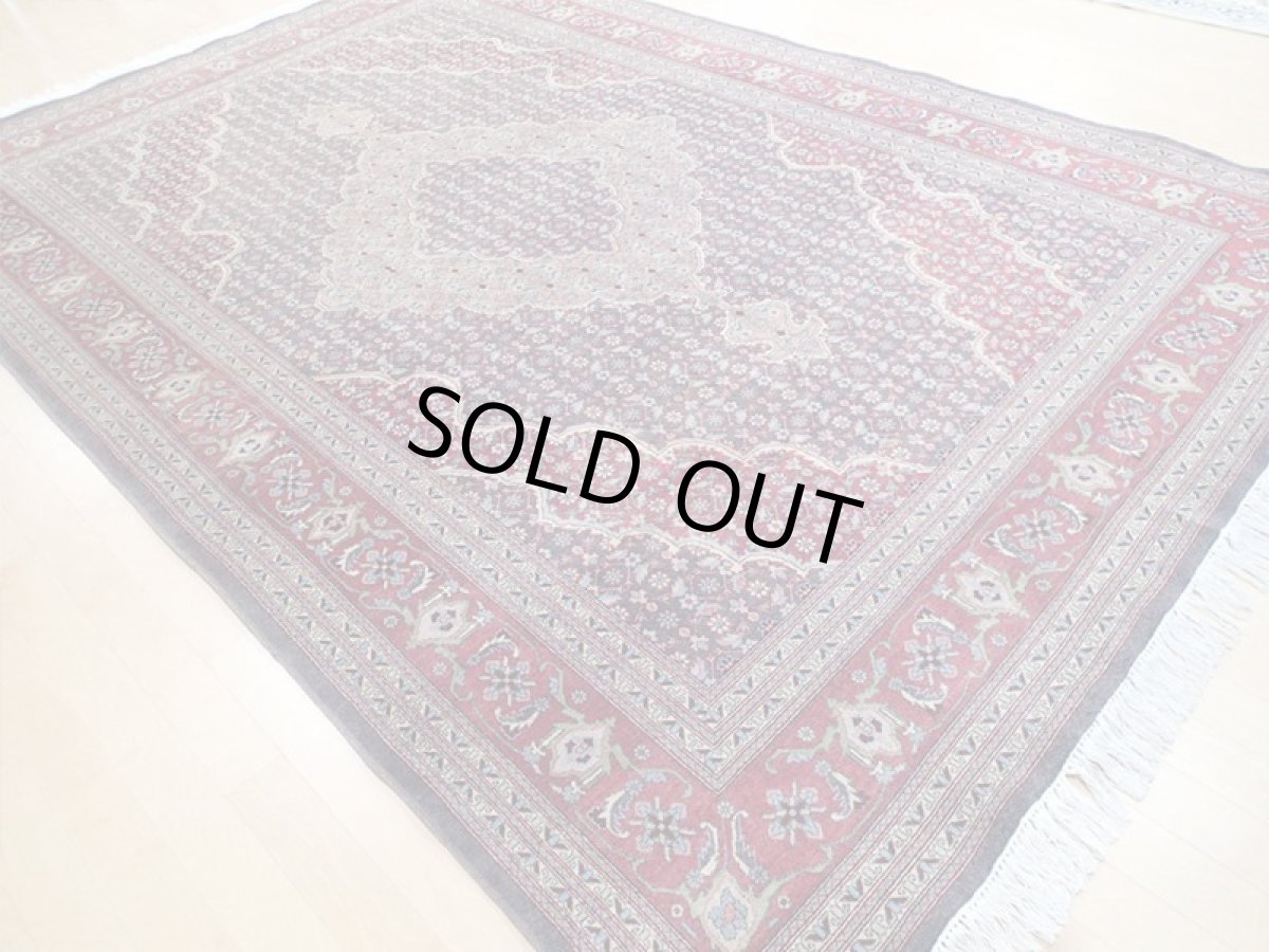 画像5: オールド 70年 アンティーク ペルシャ 絨毯 タブリーズ 3m リビング ダイニング サイズ 295 x 198 cm 天然 コルク ウール 手織り トライバル ラグ 敷物 マット カーペット 紺 マヒ 柄 ヴィンテージ OLD (5)