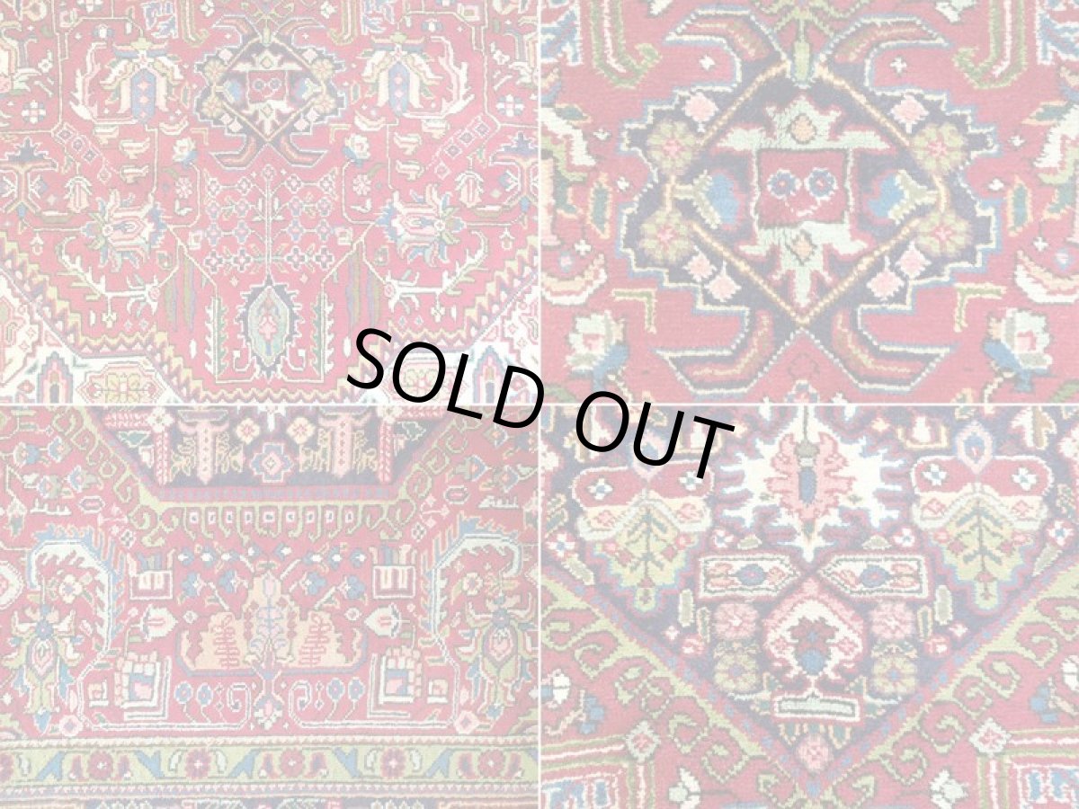 画像13: オールド ペルシャ 絨毯 タブリーズ 3m リビング ダイニング 大判 サイズ 305 x 212 cm f234 手織り トライバル ラグ 天然 ウール 敷物 マット カーペット 赤 緑 クリーム 草木 花 柄 ヴィンテージ OLD (13)