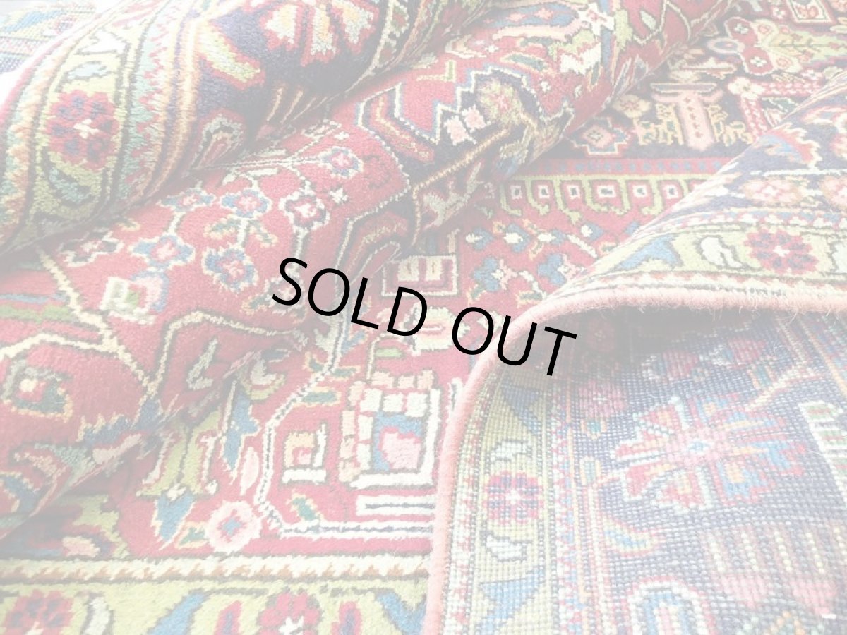 画像11: オールド ペルシャ 絨毯 タブリーズ 3m リビング ダイニング 大判 サイズ 305 x 212 cm f234 手織り トライバル ラグ 天然 ウール 敷物 マット カーペット 赤 緑 クリーム 草木 花 柄 ヴィンテージ OLD (11)