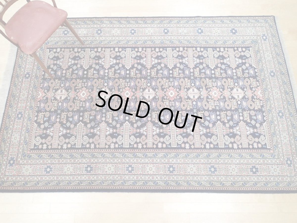 画像4: ペルシャ 絨毯 アルデビル 2.7m リビング ダイニング 大判 サイズ 265 x 173 cm 32 手織り トライバル ラグ 天然 ウール 敷物 マット カーペット 紺 サーモン ピンク 紫 民族柄 (4)