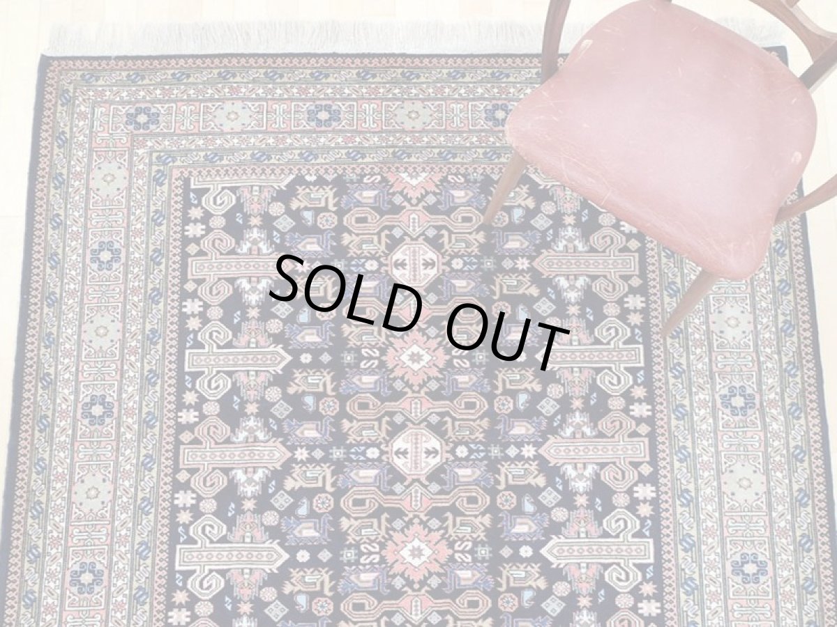 画像8: ペルシャ 絨毯 アルデビル 2.7m リビング ダイニング 大判 サイズ 265 x 173 cm 32 手織り トライバル ラグ 天然 ウール 敷物 マット カーペット 紺 サーモン ピンク 紫 民族柄 (8)