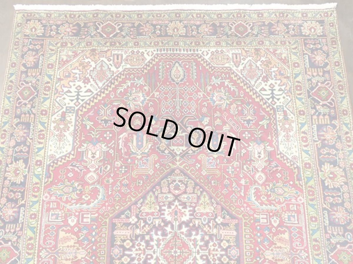 画像7: オールド ペルシャ 絨毯 タブリーズ 3m リビング ダイニング 大判 サイズ 305 x 212 cm f234 手織り トライバル ラグ 天然 ウール 敷物 マット カーペット 赤 緑 クリーム 草木 花 柄 ヴィンテージ OLD (7)