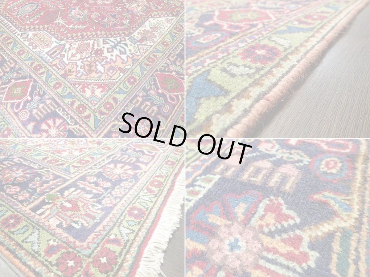 画像14: オールド ペルシャ 絨毯 タブリーズ 3m リビング ダイニング 大判 サイズ 305 x 212 cm f234 手織り トライバル ラグ 天然 ウール 敷物 マット カーペット 赤 緑 クリーム 草木 花 柄 ヴィンテージ OLD (14)