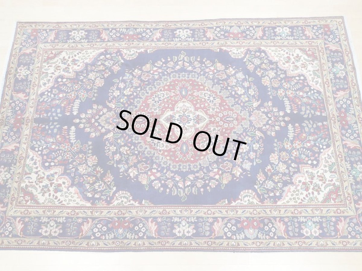 画像3: オールド ペルシャ 絨毯 タブリーズ 3m リビング ダイニング 大判 サイズ 303 x 200 cm f221 手織り トライバル ラグ 天然 ウール 敷物 マット カーペット 青 赤 草木 花 柄 ヴィンテージ OLD (3)