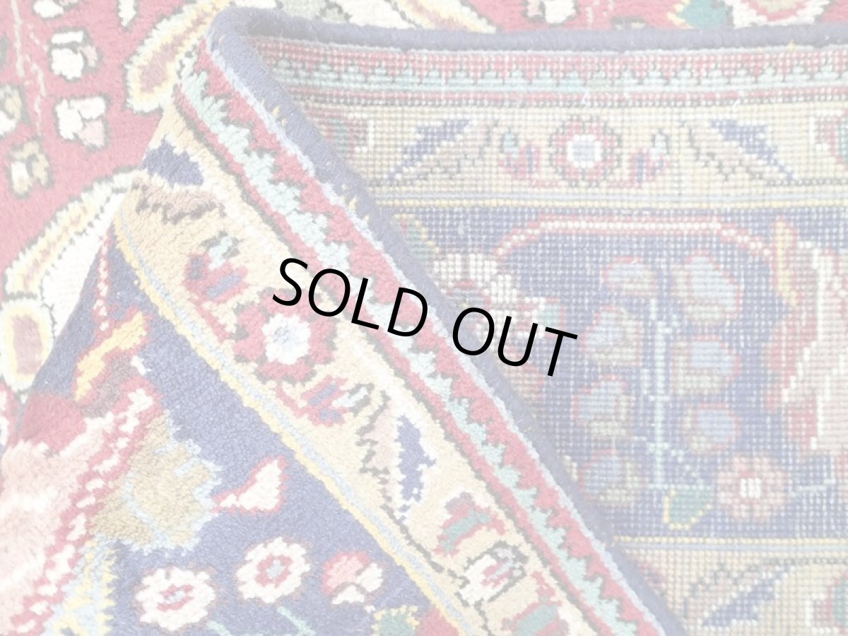 画像11: オールド ペルシャ 絨毯 タブリーズ 3m リビング ダイニング 大判 サイズ 303 x 200 cm f221 手織り トライバル ラグ 天然 ウール 敷物 マット カーペット 青 赤 草木 花 柄 ヴィンテージ OLD (11)