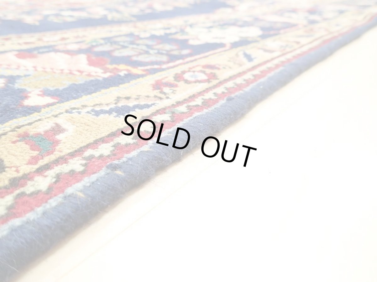 画像13: オールド ペルシャ 絨毯 タブリーズ 3m リビング ダイニング 大判 サイズ 303 x 200 cm f221 手織り トライバル ラグ 天然 ウール 敷物 マット カーペット 青 赤 草木 花 柄 ヴィンテージ OLD (13)