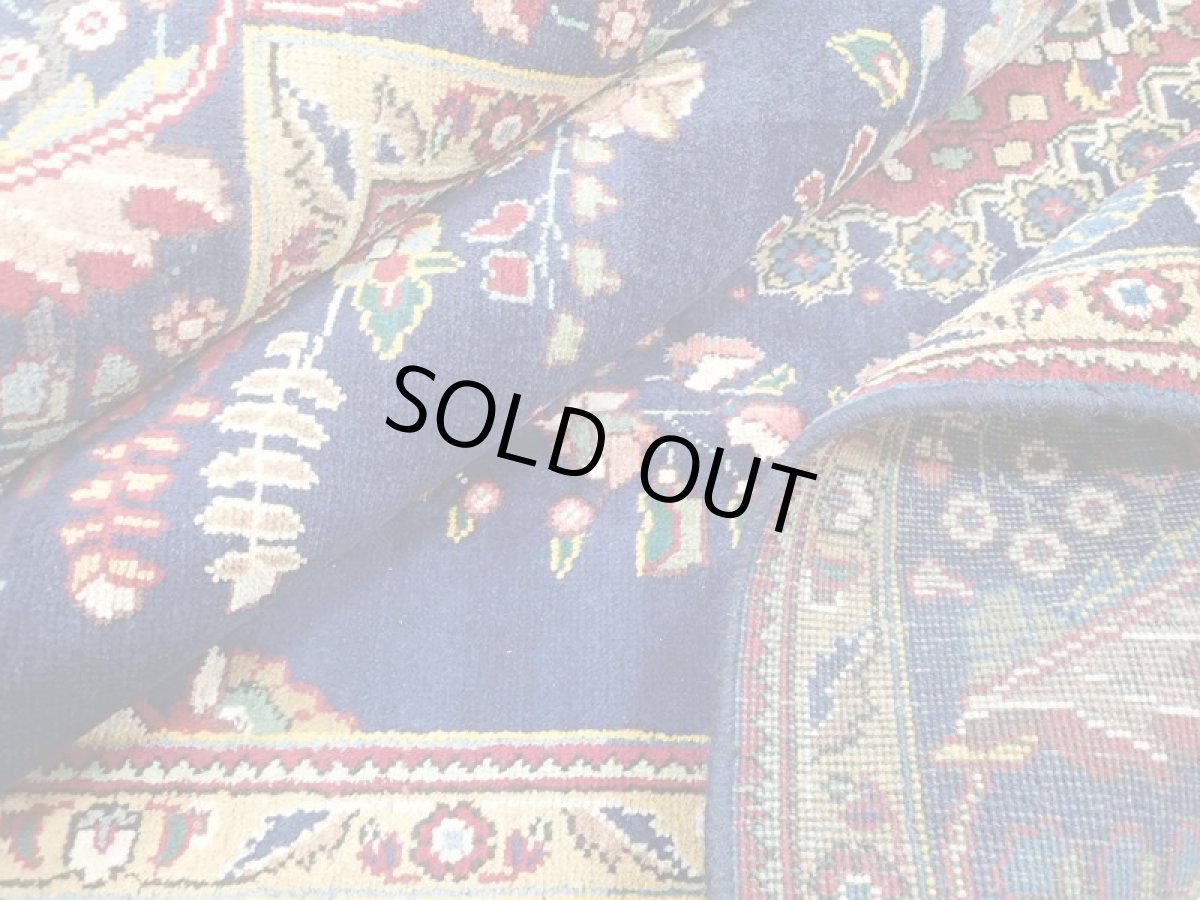 画像12: オールド ペルシャ 絨毯 タブリーズ 3m リビング ダイニング 大判 サイズ 303 x 200 cm f221 手織り トライバル ラグ 天然 ウール 敷物 マット カーペット 青 赤 草木 花 柄 ヴィンテージ OLD (12)