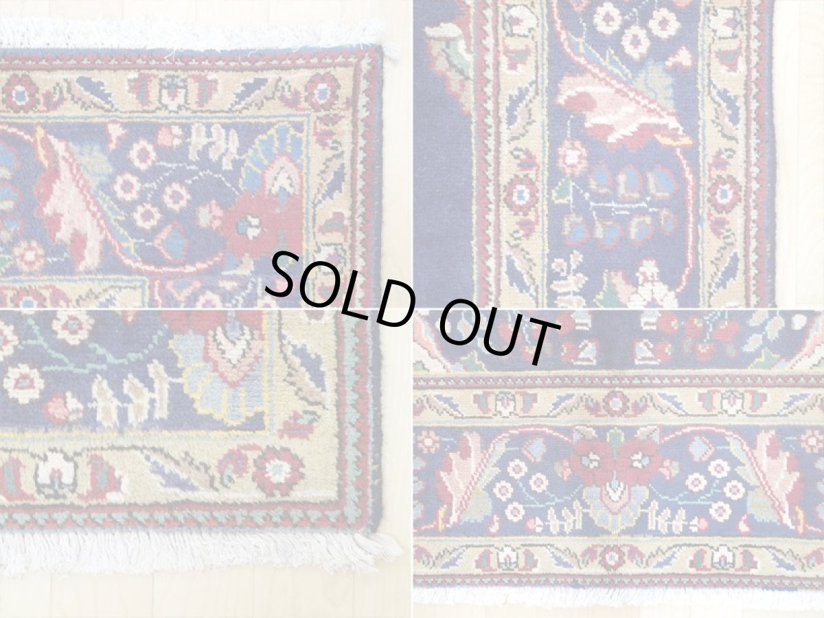 画像16: オールド ペルシャ 絨毯 タブリーズ 3m リビング ダイニング 大判 サイズ 303 x 200 cm f221 手織り トライバル ラグ 天然 ウール 敷物 マット カーペット 青 赤 草木 花 柄 ヴィンテージ OLD (16)