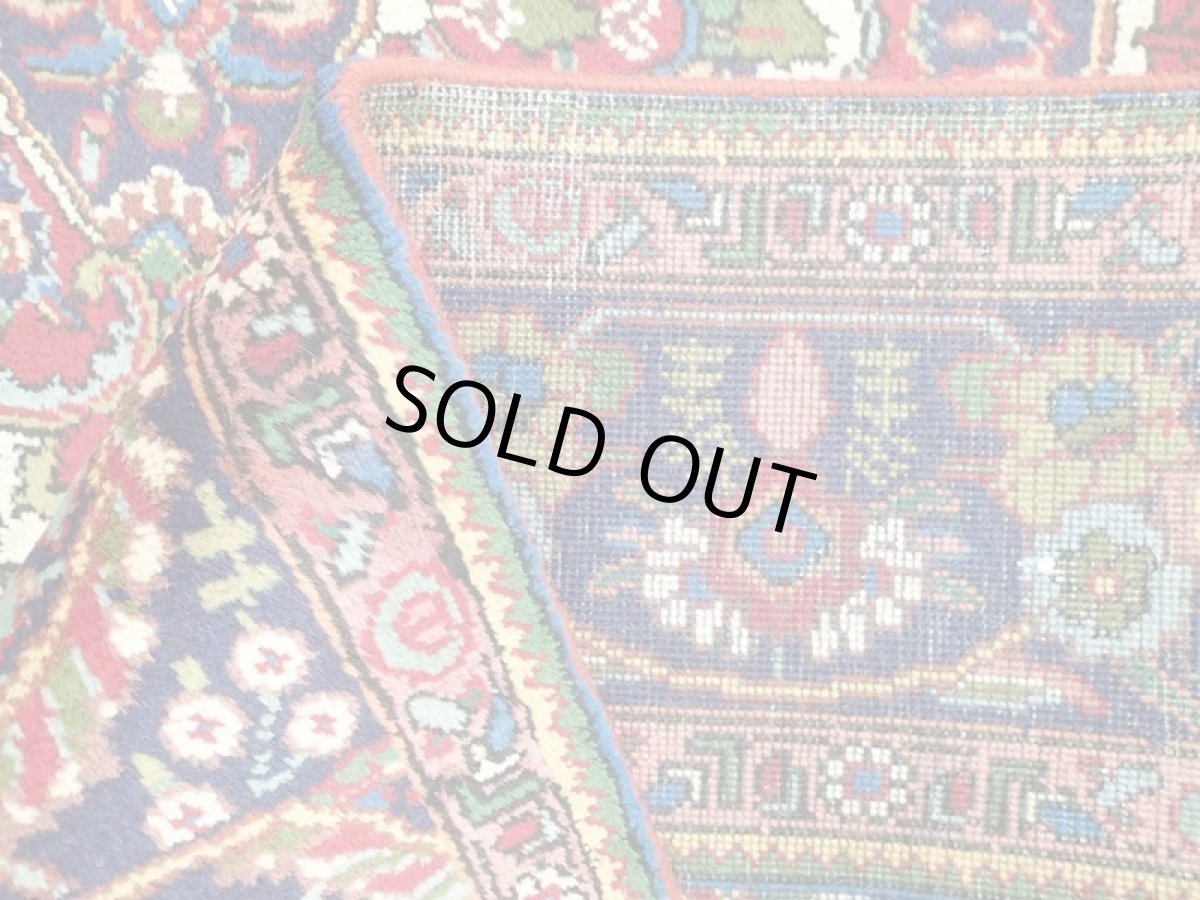 画像13: オールド ペルシャ 絨毯 タブリーズ 3m リビング ダイニング 大判 サイズ 299 x 206 cm f216 手織り トライバル ラグ 天然 ウール 敷物 マット カーペット 紺 赤 クリーム 黄 緑 草木 花 柄 ヴィンテージ OLD (13)