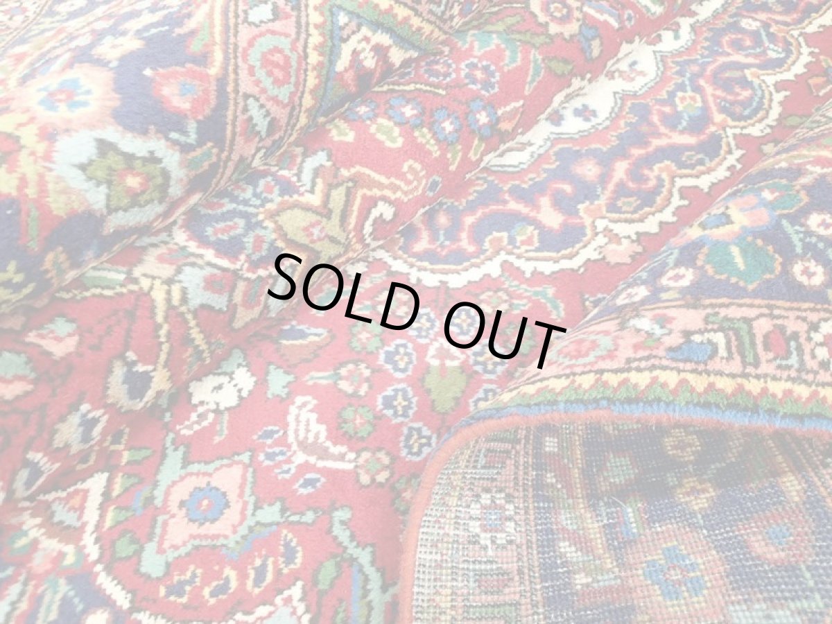 画像14: オールド ペルシャ 絨毯 タブリーズ 3m リビング ダイニング 大判 サイズ 299 x 206 cm f216 手織り トライバル ラグ 天然 ウール 敷物 マット カーペット 紺 赤 クリーム 黄 緑 草木 花 柄 ヴィンテージ OLD (14)