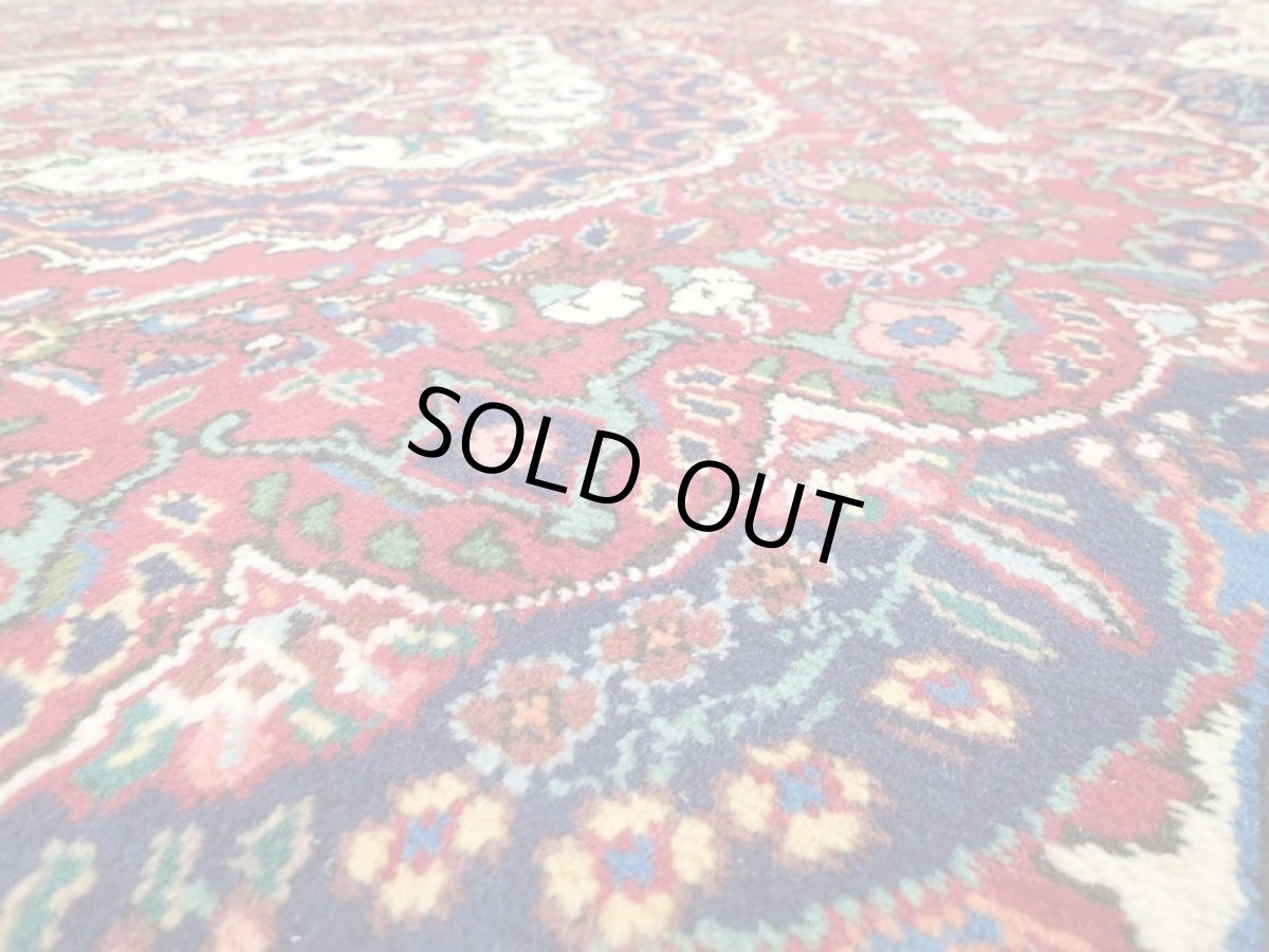 画像11: オールド ペルシャ 絨毯 タブリーズ 3m リビング ダイニング 大判 サイズ 299 x 206 cm f216 手織り トライバル ラグ 天然 ウール 敷物 マット カーペット 紺 赤 クリーム 黄 緑 草木 花 柄 ヴィンテージ OLD (11)