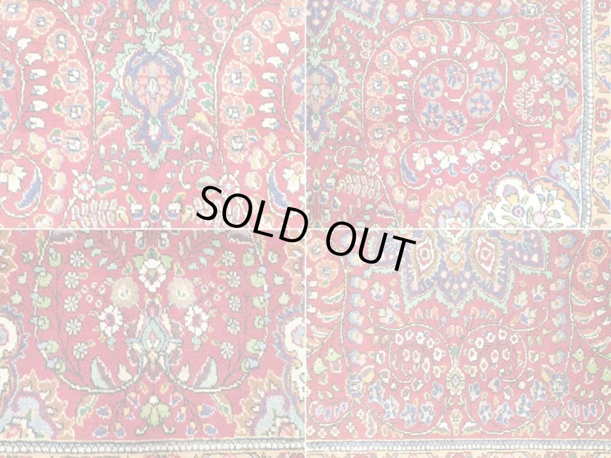 画像13: オールド ペルシャ 絨毯 タブリーズ 3.2m リビング ダイニング 大判 サイズ 315 x 218 cm f236 手織り トライバル ラグ 天然 ウール 敷物 マット カーペット 紺 赤 黄 草木 花 柄 ヴィンテージ OLD (13)