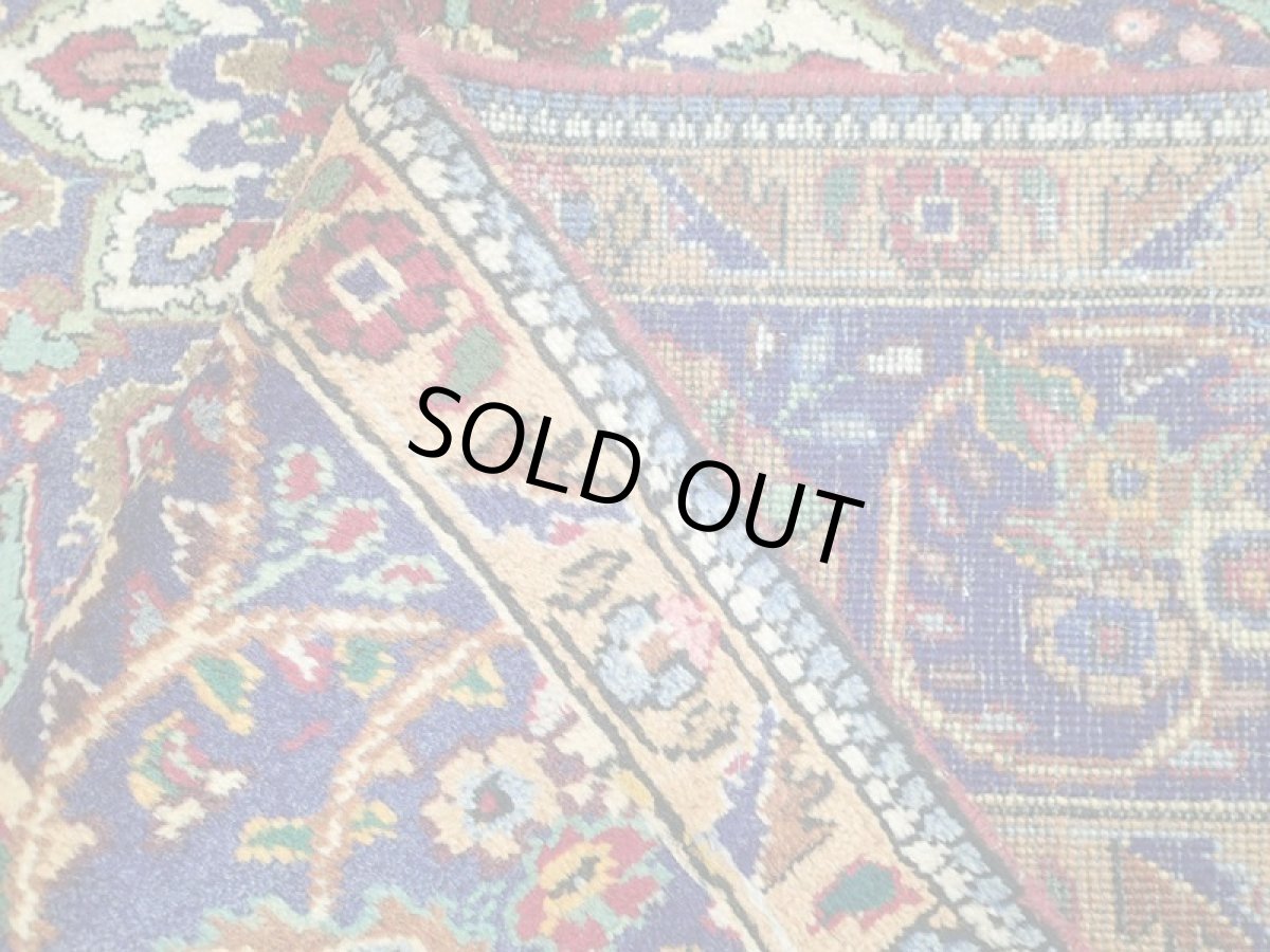 画像11: オールド ペルシャ 絨毯 タブリーズ 3.2m リビング ダイニング 大判 サイズ 315 x 218 cm f236 手織り トライバル ラグ 天然 ウール 敷物 マット カーペット 紺 赤 黄 草木 花 柄 ヴィンテージ OLD (11)