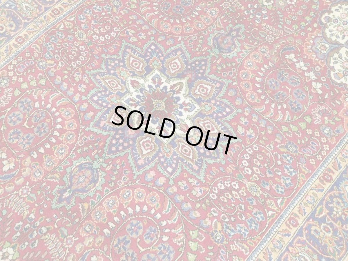 画像9: オールド ペルシャ 絨毯 タブリーズ 3.2m リビング ダイニング 大判 サイズ 315 x 218 cm f236 手織り トライバル ラグ 天然 ウール 敷物 マット カーペット 紺 赤 黄 草木 花 柄 ヴィンテージ OLD (9)