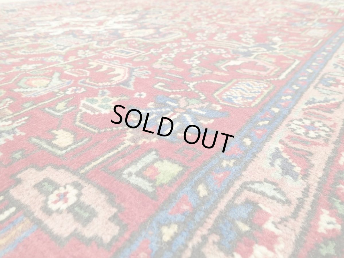 画像12: オールド ペルシャ 絨毯 タブリーズ 3m リビング ダイニング 大判 サイズ 295 x 198 cm p112 手織り トライバル ラグ 天然 ウール 敷物 マット カーペット 紺 赤 メダリオン 草木 花 柄 ヴィンテージ OLD (12)