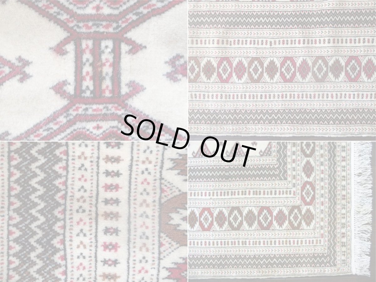 画像13: 新品 ペルシャ 絨毯 トルクメン 2m センター テーブル ソファ サイズ 192 x 146 cm 525 天然 ウール シルク 手織り トライバル ラグ敷物 マット カーペット 生成り クリーム 赤 茶 幾何学模様 民族柄 (13)