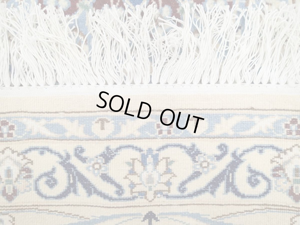 画像15: 新品 ペルシャ 絨毯 ナイン 9la 3.5m リビング ダイニング 大判 サイズ 354 x 252 cm 38 コルク ウール シルク 手織り ラグ ハンドメイド カーペット 敷物 クラシック スタイル クリーム 生成り 白 青 (15)