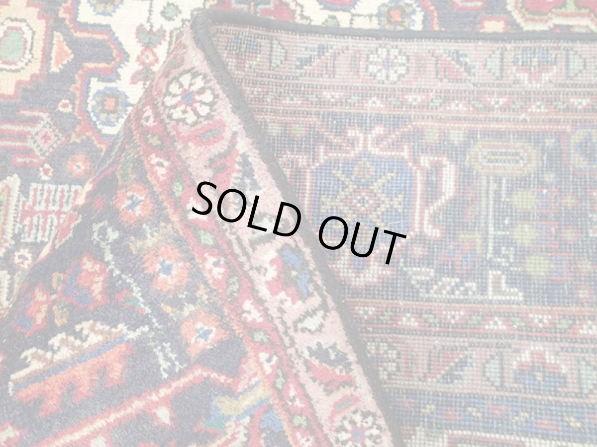 画像15: オールド ペルシャ 絨毯 タブリーズ 3m リビング ダイニング 大判 サイズ 295 x 198 cm p112 手織り トライバル ラグ 天然 ウール 敷物 マット カーペット 紺 赤 メダリオン 草木 花 柄 ヴィンテージ OLD (15)