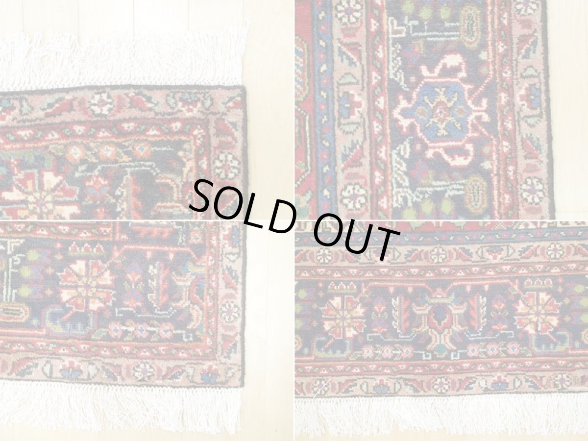 画像18: オールド ペルシャ 絨毯 タブリーズ 3m リビング ダイニング 大判 サイズ 295 x 198 cm p112 手織り トライバル ラグ 天然 ウール 敷物 マット カーペット 紺 赤 メダリオン 草木 花 柄 ヴィンテージ OLD (18)