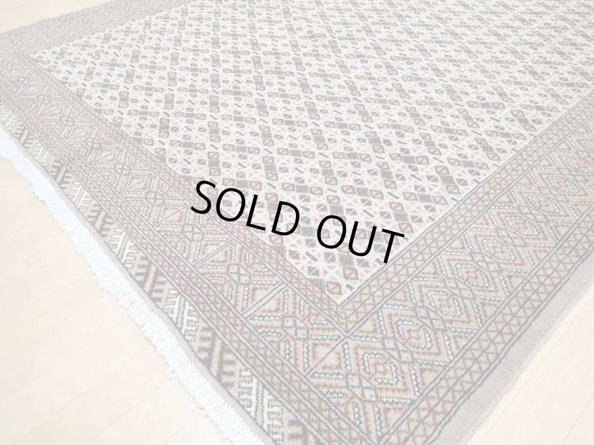 画像10: オールド ペルシャ 絨毯 トルクメン 2.8m リビング ダイニング 大判 サイズ 277 x 200 cm f226 手織り トライバル ラグ 天然 ウール 敷物 マット ハンドメイド カーペット 茶 クリーム ヴィンテージ OLD (10)