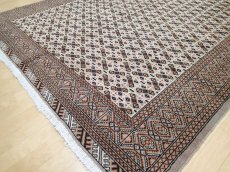 画像10: オールド ペルシャ 絨毯 トルクメン 2.8m リビング ダイニング 大判 サイズ 277 x 200 cm f226 手織り トライバル ラグ 天然 ウール 敷物 マット ハンドメイド カーペット 茶 クリーム ヴィンテージ OLD (10)