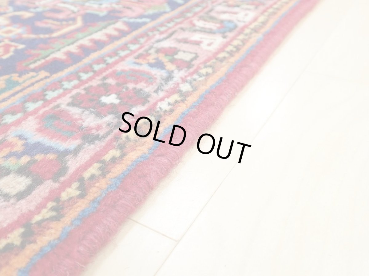 画像12: オールド ペルシャ 絨毯 タブリーズ 3m リビング ダイニング 大判 サイズ 302 x 210 cm f237 手織り トライバル ラグ 天然 ウール 敷物 マット カーペット 紺 赤 メダリオン 草木 花 柄 ヴィンテージ OLD (12)