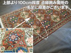 画像17: 美品 ペルシャ 絨毯 バクティアリ 2.2m リビング ダイニング サイズ 218 x 128 cm 20C 手織り トライバル ラグ 天然 ウール 敷物 マット カーペット クリーム 茶 オレンジ 紺 カラフル ブロック 花柄 庭園 ヴィンテージ OLD a-20C-218128a055 (17)