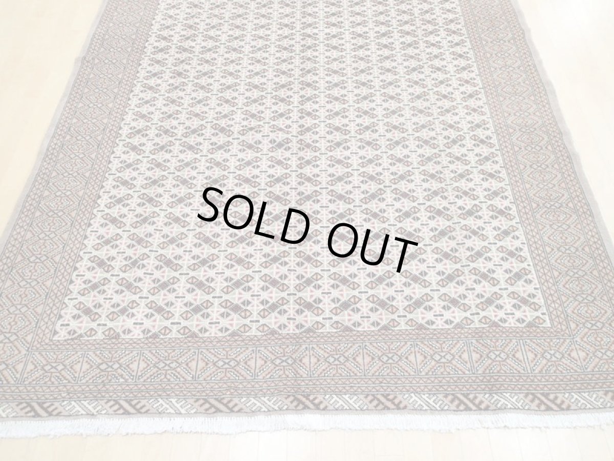 画像11: オールド ペルシャ 絨毯 トルクメン 2.8m リビング ダイニング 大判 サイズ 277 x 200 cm f226 手織り トライバル ラグ 天然 ウール 敷物 マット ハンドメイド カーペット 茶 クリーム ヴィンテージ OLD (11)