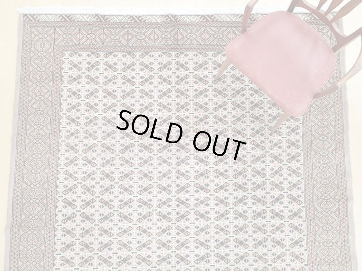 画像8: オールド ペルシャ 絨毯 トルクメン 2.8m リビング ダイニング 大判 サイズ 277 x 200 cm f226 手織り トライバル ラグ 天然 ウール 敷物 マット ハンドメイド カーペット 茶 クリーム ヴィンテージ OLD (8)