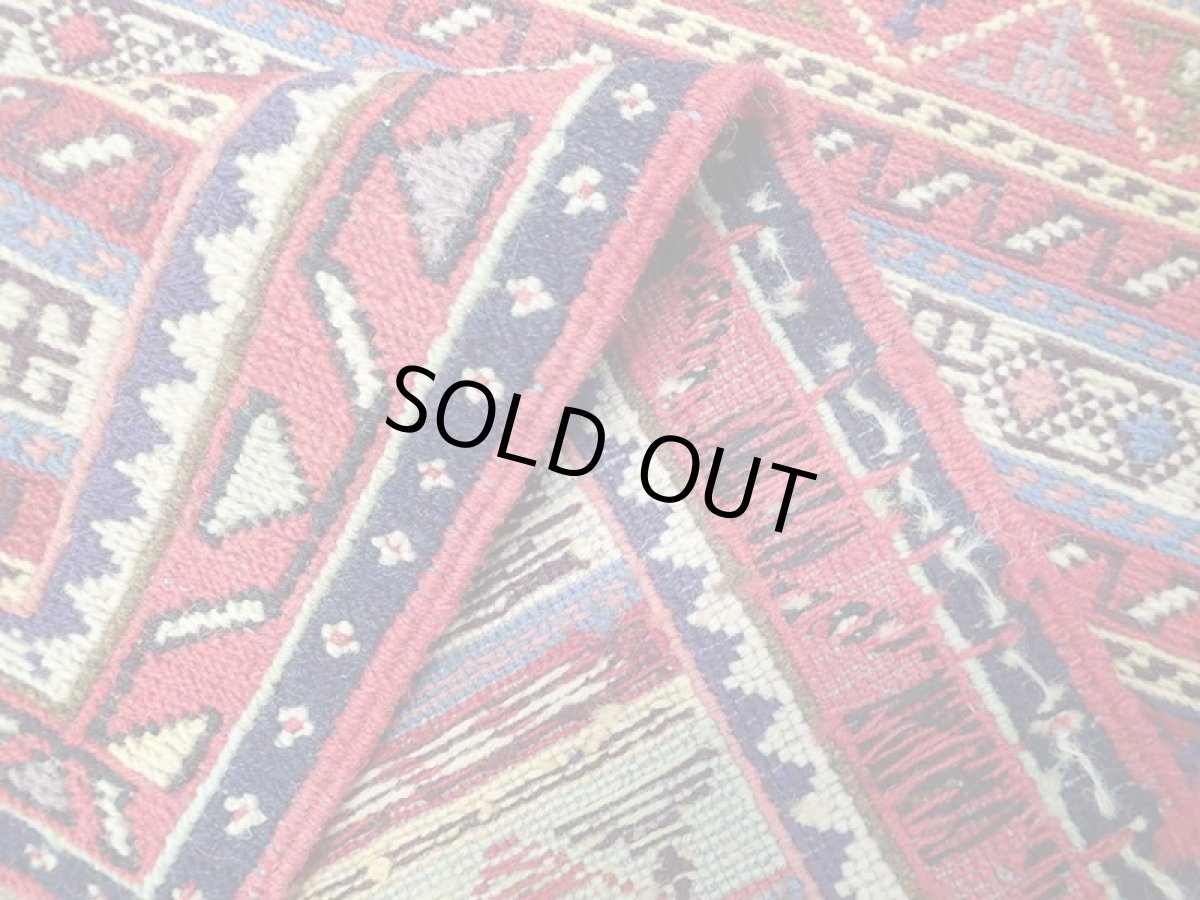 画像6: 新品 ペルシャ キリム グーチャン 1m 玄関 マット サイズ 101 x 51 cm S149 スマック 手織り トライバル ラグ 天然 ウール マット 絨毯 カーペット カラフル ラフラ ボーダー (6)