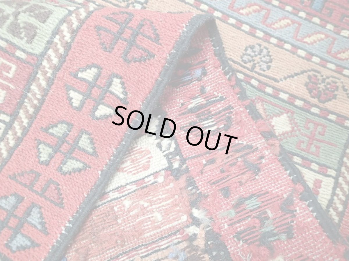 画像7: 新品 ペルシャ キリム グーチャン 1m 玄関 マット サイズ 100 x 52 cm 136 スマック 手織り トライバル ラグ 天然 ウール マット 絨毯 カーペット カラフル ラフラ ボーダー (7)