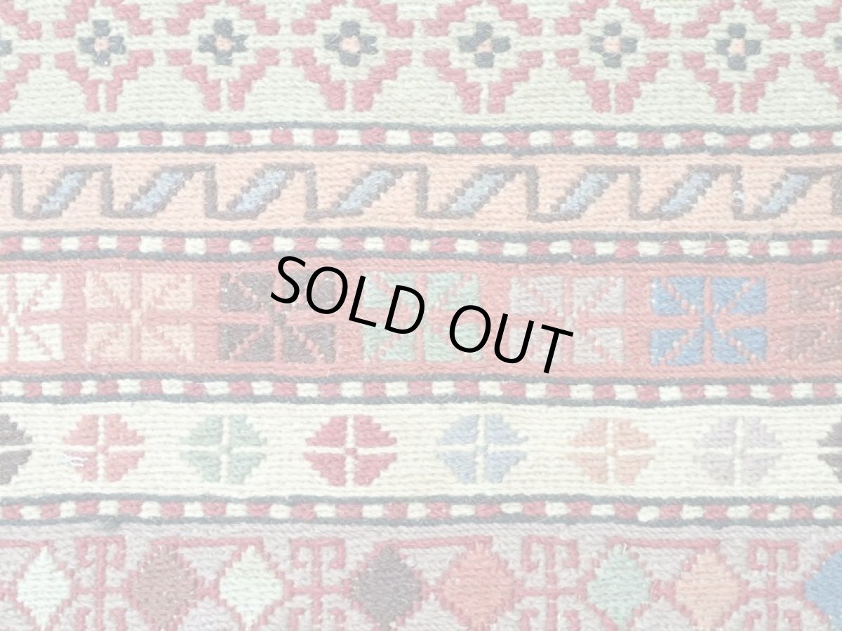 画像8: 新品 ペルシャ キリム グーチャン 1m 玄関 マット サイズ 100 x 52 cm 136 スマック 手織り トライバル ラグ 天然 ウール マット 絨毯 カーペット カラフル ラフラ ボーダー (8)