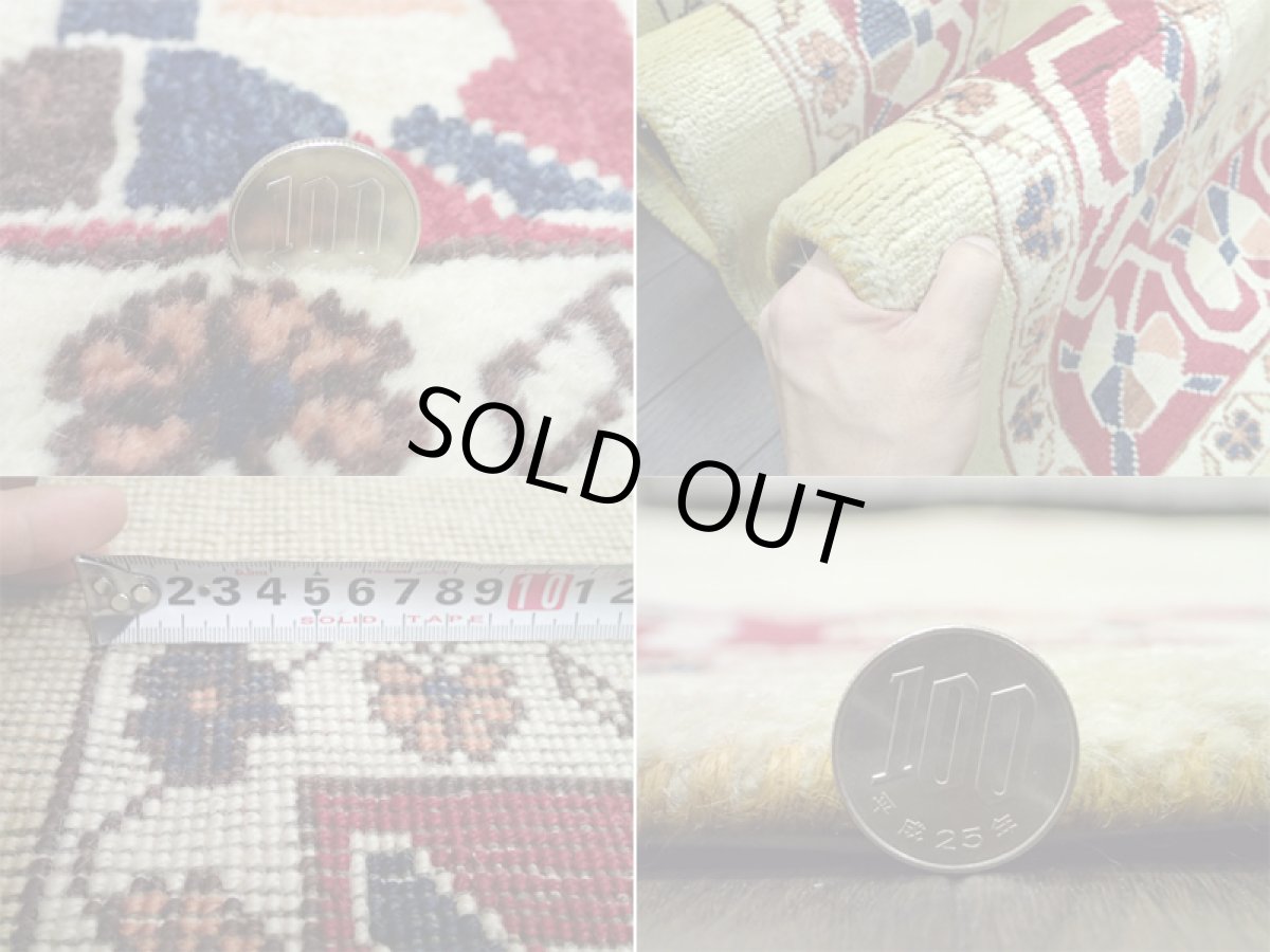 画像8: 新品 ペルシャ ギャッベ 2.1m リビング ダイニング サイズ 210 x 154 cm b53 ハンドメイド ギャベ 手織り トライバル ラグ 天然 ウール 敷物 マット カーペット クリーム シンプル (8)