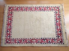 画像1: 新品 ペルシャ ギャッベ 2.1m リビング ダイニング サイズ 210 x 154 cm b53 ハンドメイド ギャベ 手織り トライバル ラグ 天然 ウール 敷物 マット カーペット クリーム シンプル (1)