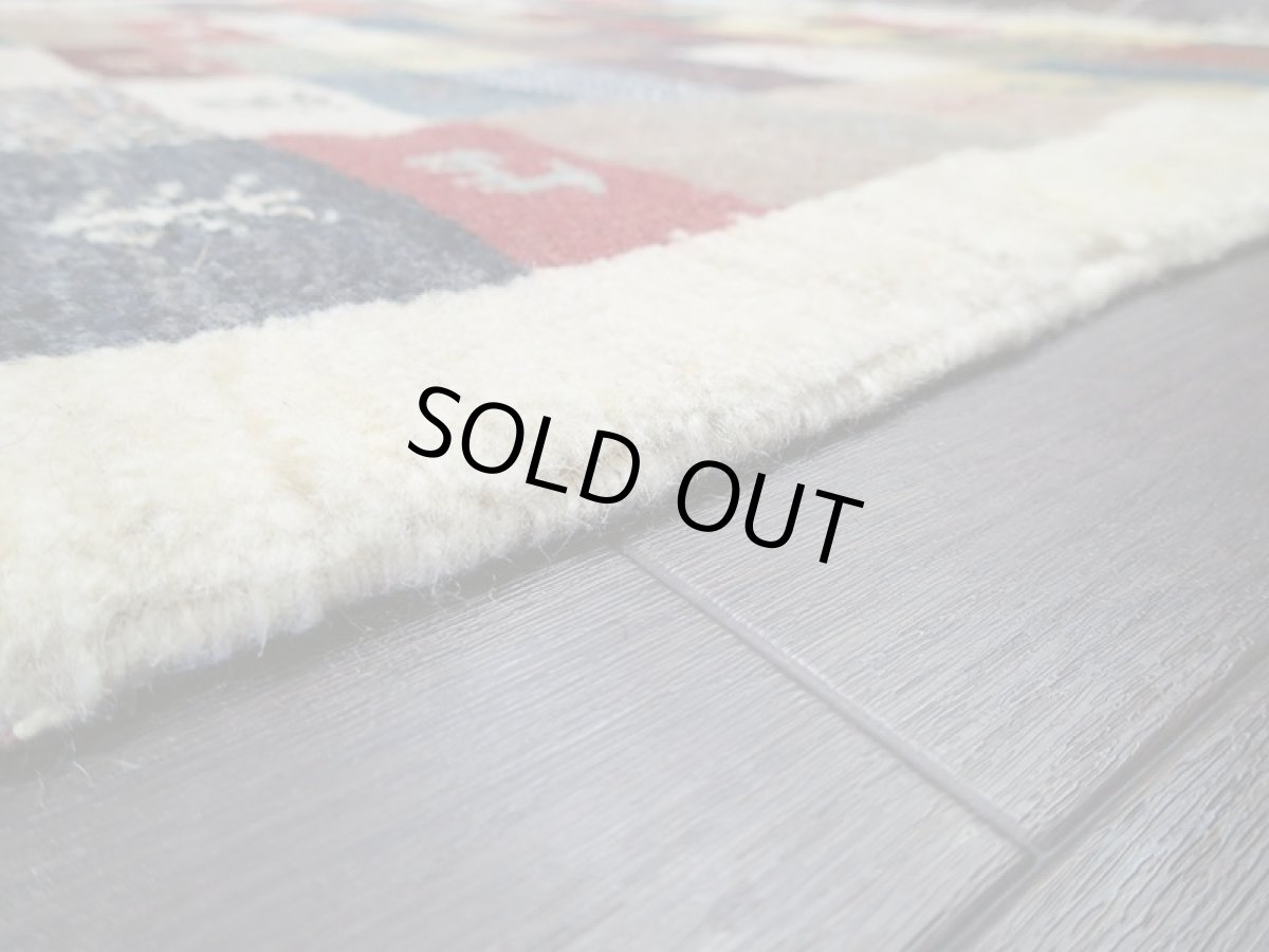 画像10: 新品 ペルシャ ギャッベ 1.3m アクセント サイズ 130 x 88 cm f1 ハンドメイド ギャベ 手織り トライバル ラグ 天然 ウール 敷物 マット カーペット クリーム カラフル マルチカラー 木 動物 パッチワーク柄 (10)