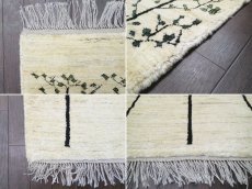 画像14: 新品 ペルシャ ギャッベ 1.2m アクセント サイズ 124 x 90 cm f173 ハンドメイド ギャベ 手織り トライバル ラグ 天然 ウール 敷物 マット カーペット クリーム 白 シンプル 木 (14)