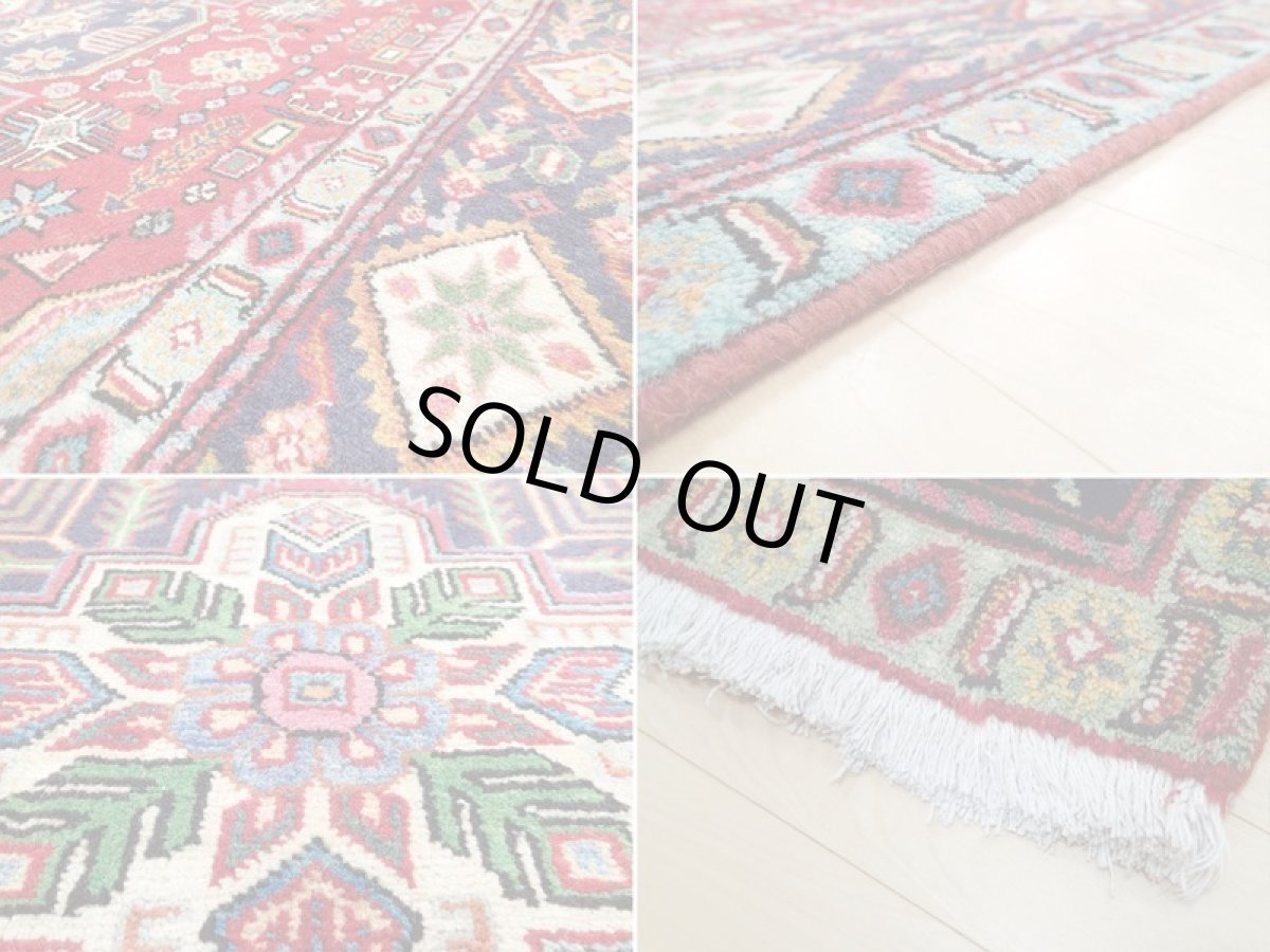 画像18: オールド ペルシャ 絨毯 タブリーズ 3m リビング ダイニング 大判 サイズ 300 x 200 cm p123 手織り トライバル ラグ 天然 ウール 敷物 マット カーペット 紺 赤 スカイブルー ピンク メダリオン 草木 花 柄 ヴィンテージ OLD (18)