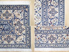 画像17: 美品 ペルシャ 絨毯 ナイン 9la 3.6m リビング ダイニング 大判 サイズ 357 x 245 cm n226 コルク ウール シルク 手織り ラグ ハンドメイド カーペット 敷物 クラシック スタイル クリーム アイボリー 生成り 白 青 ヴィンテージ (17)