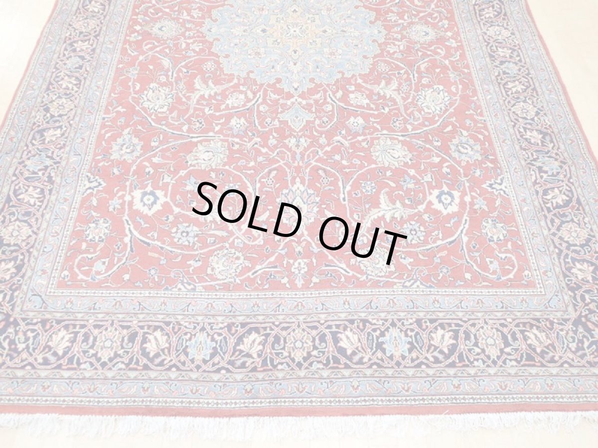 画像9: 美品 ペルシャ 絨毯 サルーク 3.4m リビング ダイニング 大判 サイズ 333 x 218 cm n239 ウール 手織り トライバル ラグ ハンドメイド マット カーペット 淡色 水色 赤 紺 ヴィンテージ (9)