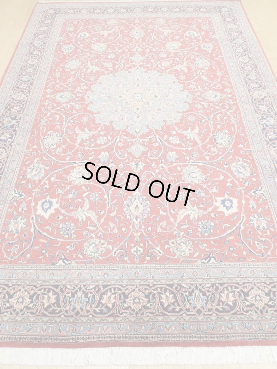 画像5: 美品 ペルシャ 絨毯 サルーク 3.4m リビング ダイニング 大判 サイズ 333 x 218 cm n239 ウール 手織り トライバル ラグ ハンドメイド マット カーペット 淡色 水色 赤 紺 ヴィンテージ (5)